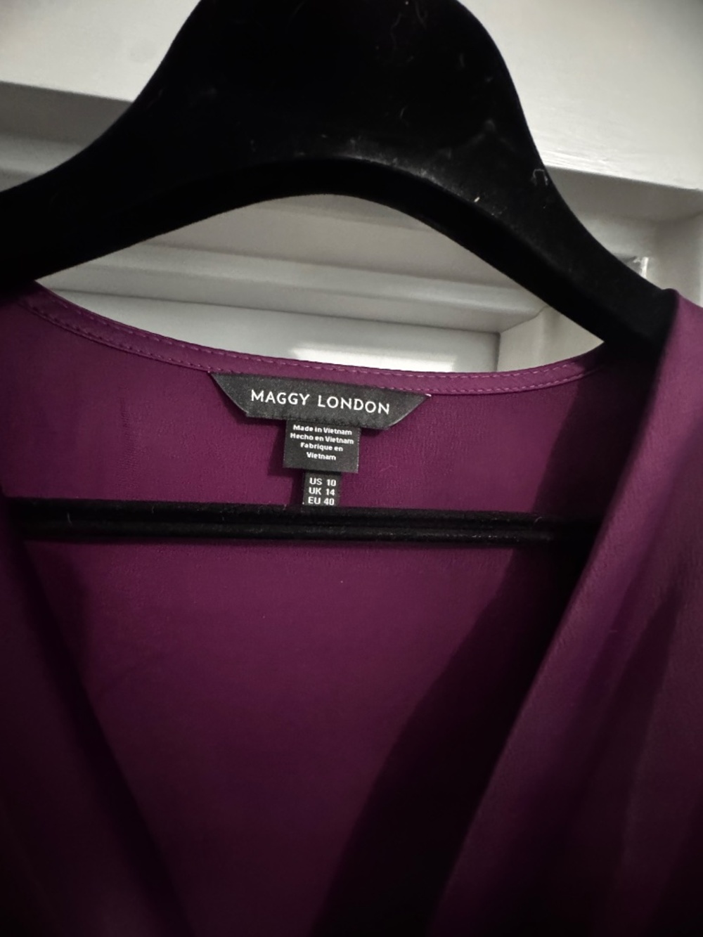NWT Maggy London Purple Satin Long Sleeve Dress - Picture 2 of 4